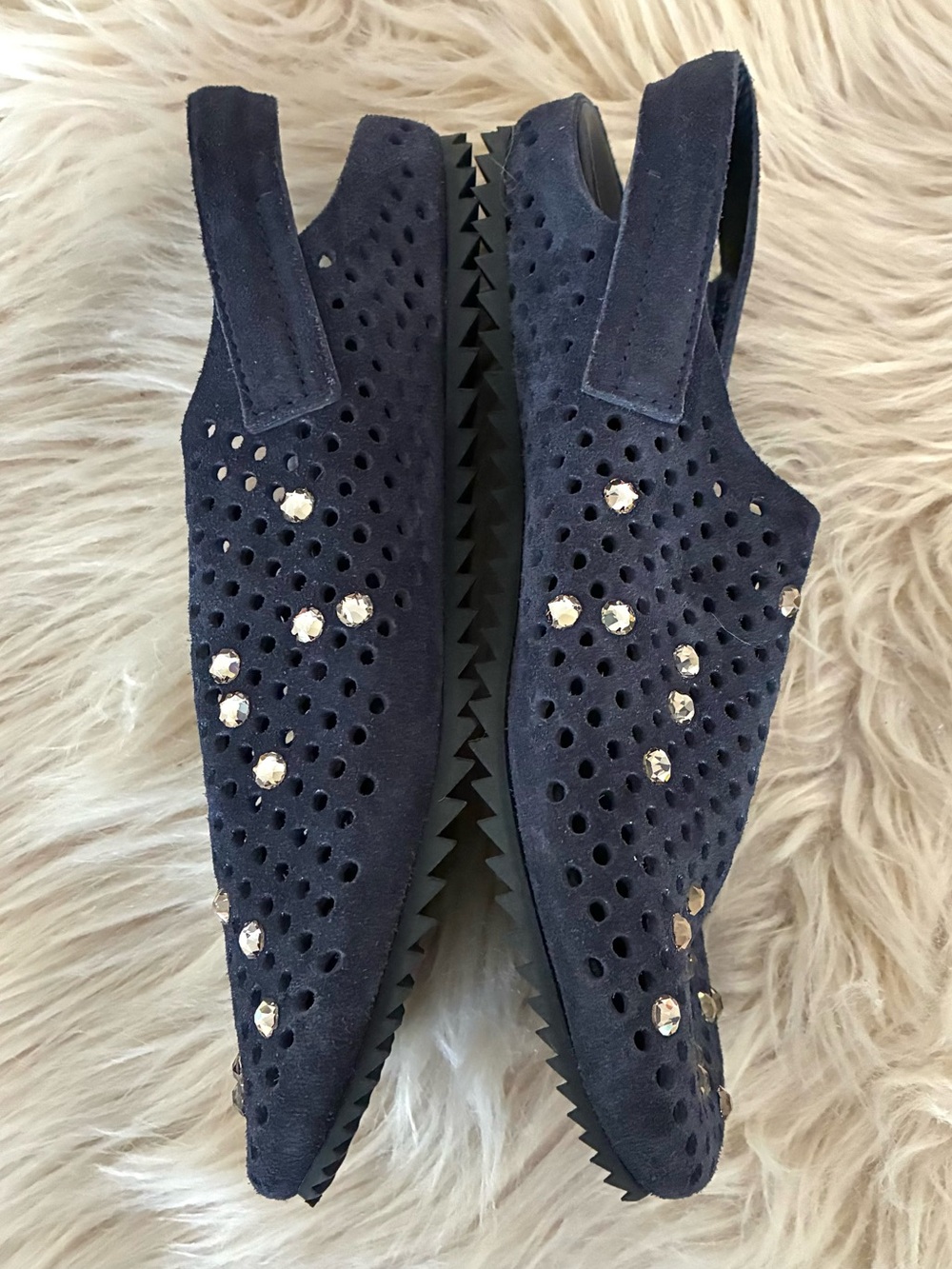 Pedro Garcia NWOT Bely Embellished Navy Slingbacks Sz 36.5, 6.5 US - Picture 5 of 9